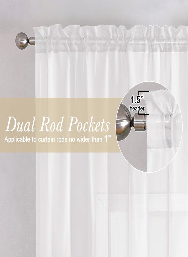 Lecloud ستائر شفافة بيضاء من Lecloud، طولها 54 بوصة، قطعتان، ستائر فوال لغرف النوم، ستائر خفيفة الوزن ذات جيب مزدوج للعمود، مقاس كل قطعة 42 × 54 بوصة - Image 2